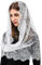FakeFace Hochzeit Brautschleier, Spitzenschleier Kopfbedeckung Schal, Katholische Mantilla Kirche Schleier Muslimisches Kopftuch, für Braut Kirche Halloween Cosplay Party, 150cm (Weiß-60cm lang)