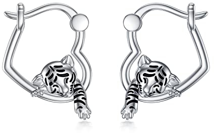 HARMONY BOLA Tiger Ohrringe 925 Sterling Silber Hypoallergen Tiger Schmuck Abschlussfeier Geburtstag Geschenke für Frauen Mädchen