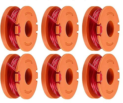 CDIYTOOL 6pcs Strimmer Spool Replacement for Worx WG163E/WG154E/WG157E/WG151/WG155/WG160/WG175/WA0010, Ø1.65mm 3M Lawn Mower Trimmer Spool Replacement Accessories