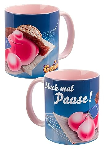 Gelini Tasse - Pause - Kaffeetasse Becher Kaffeebecher aus Keramik 320 ml