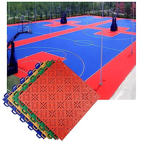 Sportboden 25CM Weatherproof Sports Floor mat for Indoor Outdoor, Basketball Court Anti Slip and wear-Resistant Modular Interlocking Floor Tiles, 4 Colors (Color : Green, Size : 10PCS)