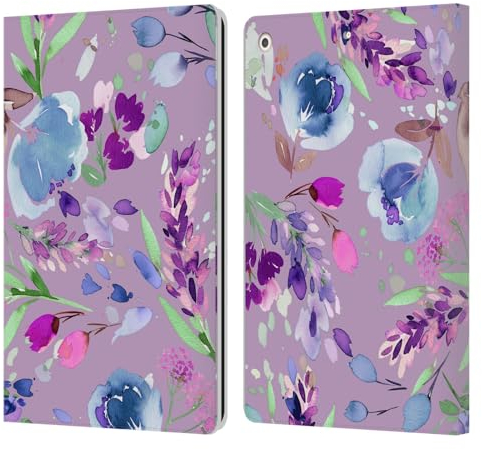 Head Case Designs Offizielle Ninola Rosa Lavendel Flieder Mit Blumen Leder Brieftaschen Handyhülle Hülle Huelle kompatibel mit Apple iPad 10.2 2019/2020/2021