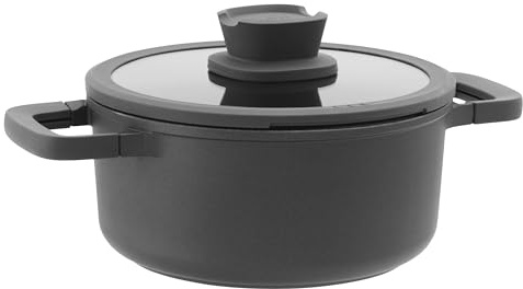 BergHOFF Leo Kochtopf groß (20cm) - 2,7l - Topf PFAS frei - für alle Herdarten - Topf mit Deckel - Stone+