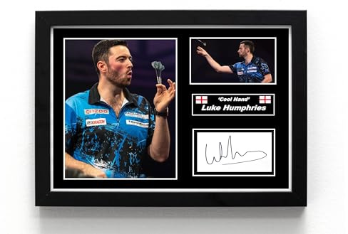 Generisch Darts Icon Luke Humphries – signierter Autogrammdruck (Kopie), A5, gerahmt