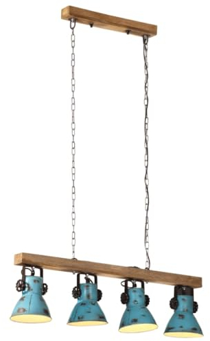 vidaXL Deckenleuchte, 4-flammige Deckenlampe mit Handbemalt, Wandleuchte für Wohnzimmer Esszimmer Büro, Spotleuchte Deckenspot, Industrie-Stil, 25 W Blau E27