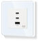 LIAONFOY Enchufe de pared redondo de carga superrápida, 86 mm, 100-240 V, compatible con iPhone, iPad, dispositivo Android, velocidad de carga máxima: 65 W, para tipo C, 20 W, para USB, color blanco