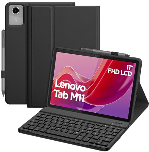 Bettdow Funda con Teclado para Lenovo Tab M11 2024 TB330FU/TB330XU, Desmontable Español Ñ Teclado con Funda Protectora para Lenovo Tablet M11 2024 11 Pulgadas, Negro
