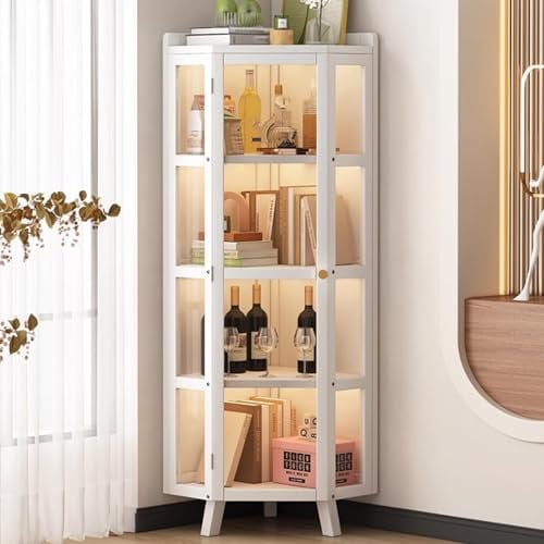 Moderner, hoher Eckschrank mit Glastüren für Wohnzimmer, Büro und Speisekammer
