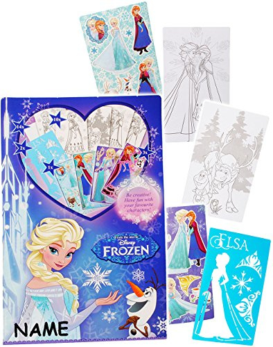 alles-meine.de GmbH Set: Malbilder/Malset mit Schablonen & Stickern - Frozen - die Eiskönigin - incl. Name - mit Schablone + Aufkleber + Motiv Papierbögen - Malvorlagen zum..