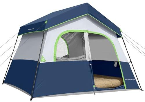 HIKERGARDEN Campingzelt für 4–5 Personen – Tragbares Familien-Kabinenzelt für Camp, winddichtes Stoff-Campingzelt im Freien für Wandern, 300 * 240 * 190cm (Dunkelblau, L)
