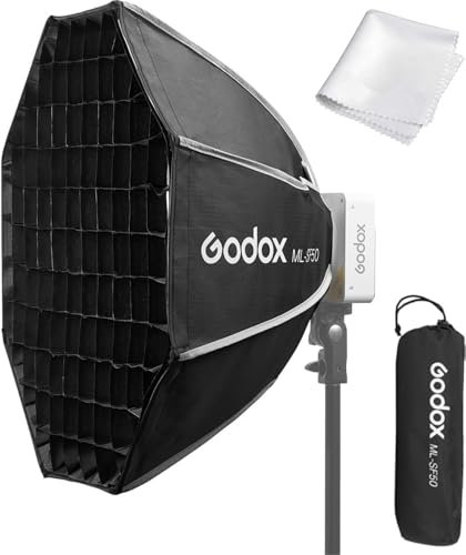 Godox Softbox, Godox ML-SF50 Octagon Softbox, 50cmX50cm, Softbox con attacco Godox per luci Godox ML100Bi, ML60IIBi, ML60Bi, ML60, ML30Bi, ML30 LED Video Light ecc