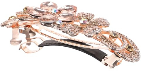 Blumen Haarspange mit Strass, Metall Federspange für Damen