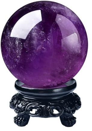 HHCTEBEC Bola De Cristal con Soporte Bola Amatista Natural Esfera Piedra Preciosa Cristal Cuarzo Esfera Cristal Pulida Bola Cristal Feng Shui para MeditacióN AdivinacióN CuracióN,35mm