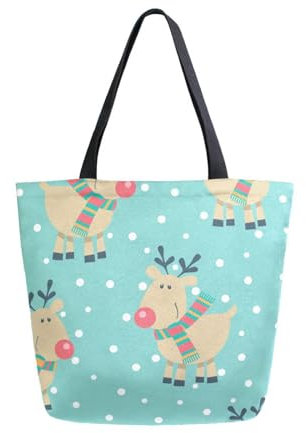 Einkaufskorb Weihnachten Süße Rentier Tote Tasche Faltbar Shopper Tasche Großer Kapazität Einkaufstasche Für Reisen Strand Pool