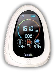 Cambair SmartAirAlert S5 WiFi 4-in-1 Air Quality Monitor with CO2, Smoke, Humidity, Temperature sensing.