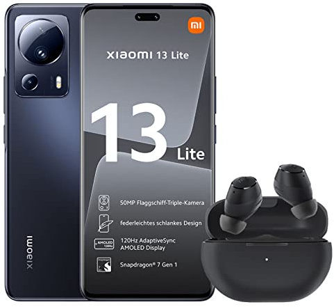 Xiaomi 13 Lite Smartphone 8GB/256GB 6,55 Display 4500mAh 67W Fast Charging Snapdragon 7 Gen 1(Stealth Black) (Ricondizionato)