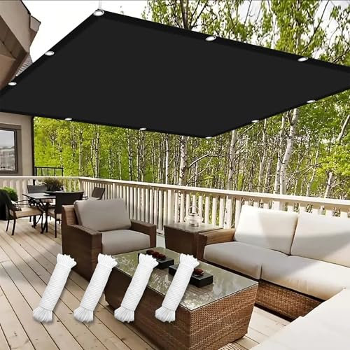 Voile d'ombrage 0.5 x 4 m UV Résistant Contre Le Ven Parasol à Voile Rectangulaire avec Corde Libre Facile à Plier Bache pour Pergola pour Patio Terrasse Extérieur, Noir