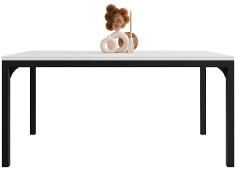 Mirjan24 Couchtisch Mekiosa, Rechteckige Form, Gestell aus Stahl, Kaffeetisch, Wohnzimmertische, Beistelltisch, Sofatisch, Teetisch (Schwarz/Arktisches Weiß)