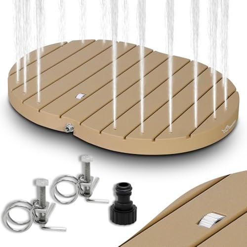 CCLIFE Douche De Jardin Extérieure avec roulettes Au Sol,Hauteur De La Fontaine 4m,PP,Antidérapant, pour Ie Jardin Camping,Bois,CushHom
