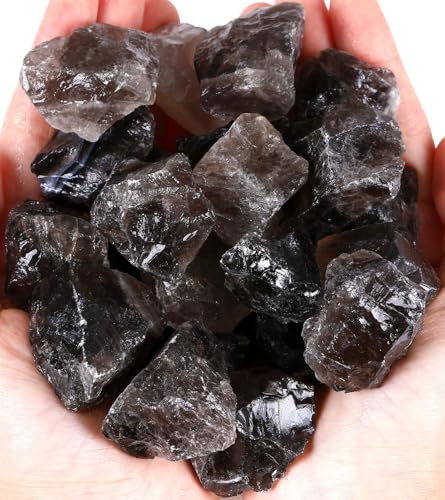 QINJIEJIE Smoky Quartz Crystal Large Crystal 200G Healing Crystals | Gemstones Bulk Raw Stone Rough Stones Energy Protection Fountain Rocks Decoration Reiki Meditation for Beginners