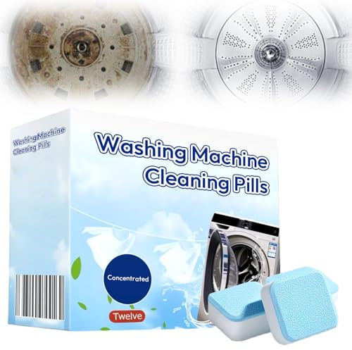 Waschmaschinenreiniger, 2025 Neu Tiefenreinigung von Waschmaschine Dishwasher Tablets, 12 Stück Geschirrspültabs Hygienespüler Wäsche für Waschmaschine Hygiene Reinigung