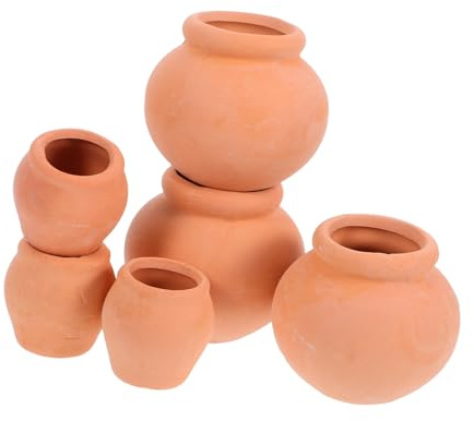 TOYZFRIENDY 6 Piezas Macetas de Barro Mini para Suculentas de Grandes Medianas Maceteros Redondos para Jardinería Interior y Exterior Vasos de Terracota Prácticos para Plantas Pequeñas
