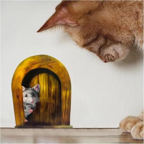 5PCS Mouse Hole in Wall Cute Sticker - Funny Hole in Wall 3D Prank Peel and Stick Sticker Decal - Wall Stickers
