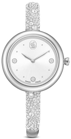 Swarovski Sublima Bangle Uhr, Schweizer Produktion, Metallarmband, Silberfarben, Edelstahl