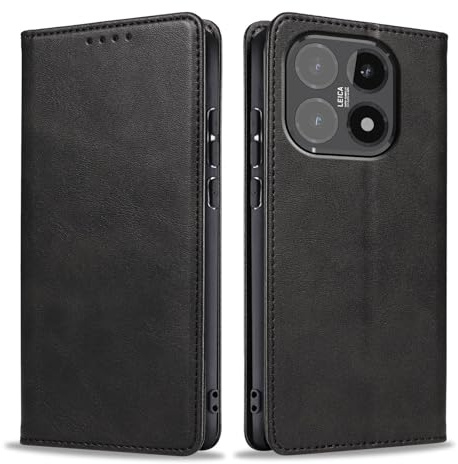 LBH Handyhülle Smartphone-Hülle für Xiaomi 15T Klapphülle Magnetverschluss Kartenfächer Geldfach Standfunktion Case Etui Rundumschutz Schutzhülle Schwarz