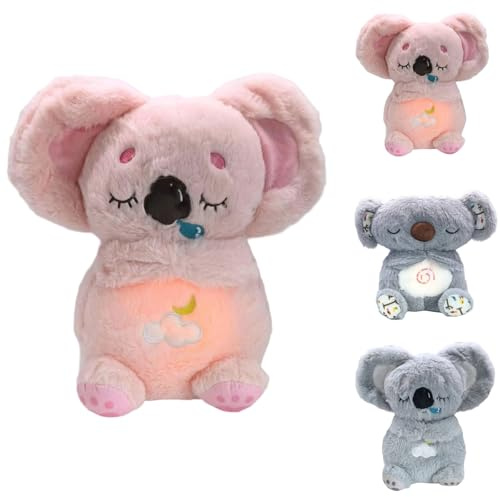 Loutre Qui Respire Peluche Koala Anti Stress Adulte Pour Adulte Peluche Lumineuse avec Musique Apaisante et Lumière Douce sur Le Ventre, Compagnon de Sommeil Anti-Stress Idéal pour Soulager l'Anxiété
