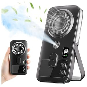 Kssvzz Hand Fan with Water Spray, Portable Misting Handheld Fans | with 4 Speeds, USB Personal Rechargeable Mini Fan, LED Display, Small Pocket Desk Fans for Home Office Travel Outdoor