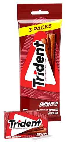 Trident Goma de mascar sin azúcar de canela, 3 x 14 palitos multipack