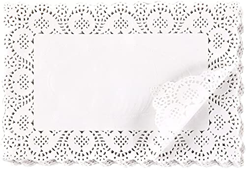 Napperons rectangulaires en dentelle en papier (paquet de 200), blanc, 29 x 18 cm