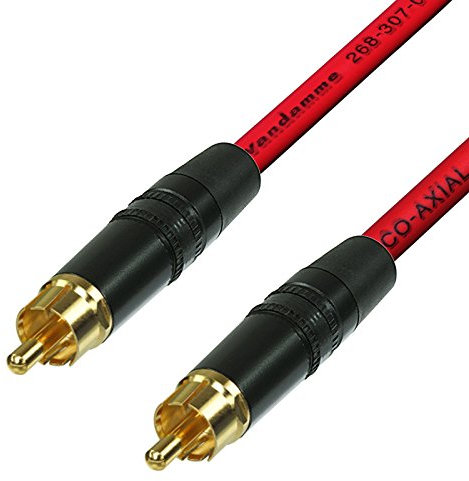 SPDIF Digital Audio Video Coaxial Cable RCA to RCA Van Damme 75 ohm Coax Phono (2 m, Red)