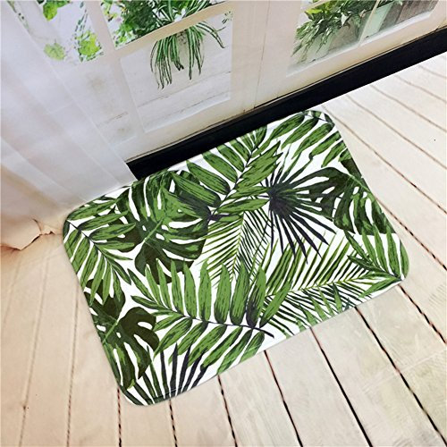 DOTBUY Fußmatte, Teppich Wohnzimmer Flanellstoff Innen und Aussen Fussmatten rutschfest und waschbar Praktische Schmutzfangmatte Fußabtreter Fussabstreifer Flur (60 * 90 cm, Tropische Pflanzen)