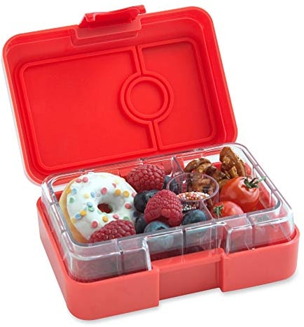 yumbox Mini XS Snackbox - 3 Fächer (Safari Orange) | Kleine Kinder Vesperdose Vesperbox Snackdose | Brotdose für Kiga, Kita Krippe, Kindergarten