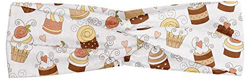 ABAKUHAUS Crème et blanc Bandeau, Petits gâteaux divers Toppings crème fouettée sugarpaste Fondant, Serre-tête Féminin Élastique et Doux pour Sport et pour Usage Quotidien, crème blanche