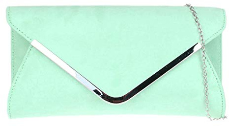 Girly Handbags Womens Envelope Faux Suede Clutch Bag (Mint)