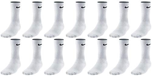 Nike 14 Paar Socken Lang Herren Damen Weiß oder Schwarz oder Weiß Grau Schwarz Tennissocken Set Paket Bundle, Größe:42-46, Sockenpakete:14 Paar weiss