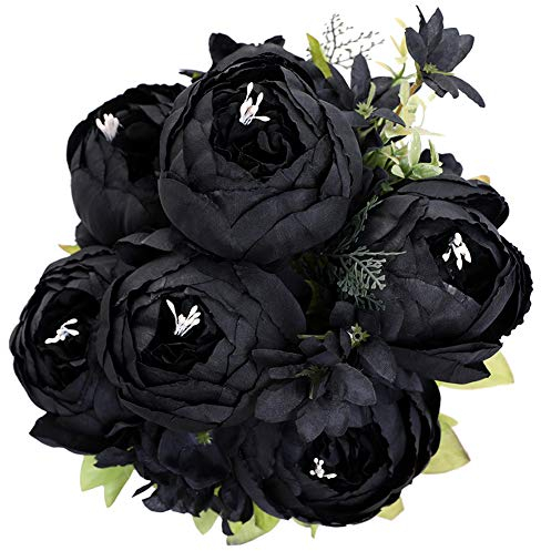Veryhome Künstliche Blume Pfingstrose Gefälschte Blume Hochzeit Blumenstrauß Dekoration Familie Tabelle Öffentlich Auto Küche Büro Garten Innen Im Freien Braut Begrünung Pflanzen (Schwarz)