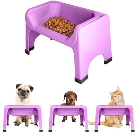The Fluff Trough Elevated Dog and Cat Bowl Feeding System with Silicone Bowl for Small to Medium Pets - Vet Approved, Food Safe, Non-Toxic, Dishwasher Safe, Perfect for Flat-Faced Pets, Purple