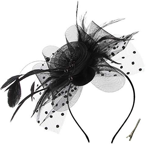 Fascinators Hat Flower Cocktail Tea Party Headwear Feather Derby Mini Top Hat Black