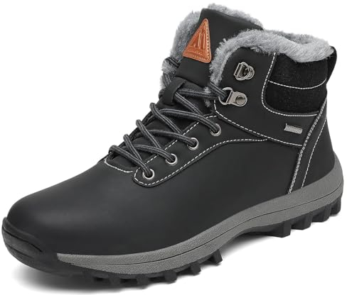 Mishansha Donna Stivali Invernali Caloroso Uomo Stivaletti da Neve Impermeabile Antiscivolo Scarpe da Trekking Outdoor Scarponi da Montagna Nerocarbonio Gr.45