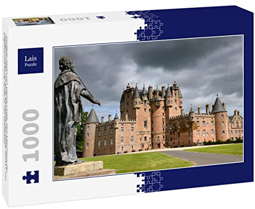 Lais Jigsaw Puzzle Front lawn of Glamis Castle, the Queen Mother's childhood home, with a lead statue of King James I of England and King James VI of Scotland 1000 Pieces
