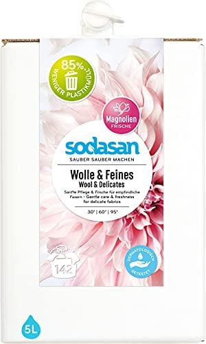 SODASAN Wolle & Feines Waschmittel, 5L, Flüssigkeit, Unparfümiert, Natürlich, Organisch, Parfümfrei, Delicates, Maschinenwäsche