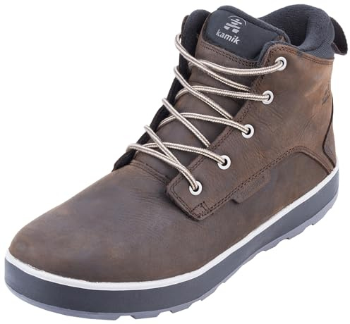 Kamik M Spencer Mid Braun - wasserdichte warme Herren Leder Winterstiefel, Größe EU 41 - Farbe Java