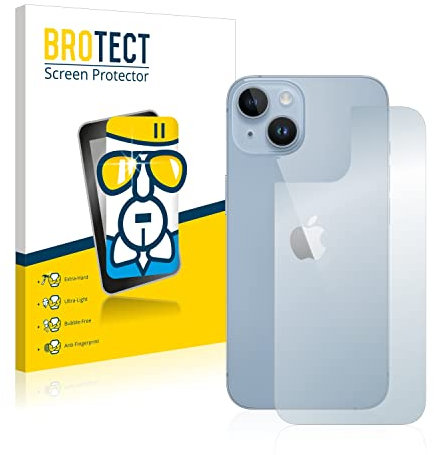 brotect Glass Screen Protector Film compatible with Apple iPhone 14 (Back) - Glass-Foil 9H Protection [Scratch Resistant, High Clarity]