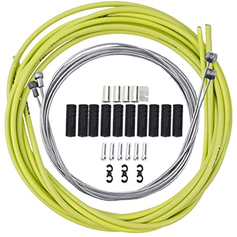 All-Pie Fahrrad Bike Bremszughülle Schaltzughülle Außenhülle mit 2 Bowdenzug/Bremskabel MTB Komplett Bremsen Kabel Set (Hellgrün)