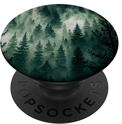Green Forest Fog Pine Trees Nature Art PopSockets Adhesive PopGrip