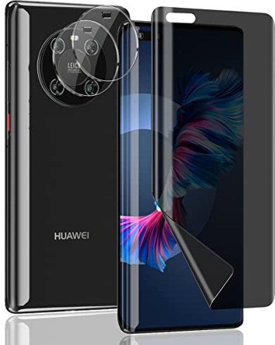 AnnhanT Schutzfolie für HUAWEI Mate 40 Pro Sichtschut Weich TPU Folie 1 Stück + für HUAWEI Mate 40 Pro Panzer Schutz Glas Kameraschutz 2 Stück - Anti-Spy Displayschutz für HUAWEI Mate 40 Pro